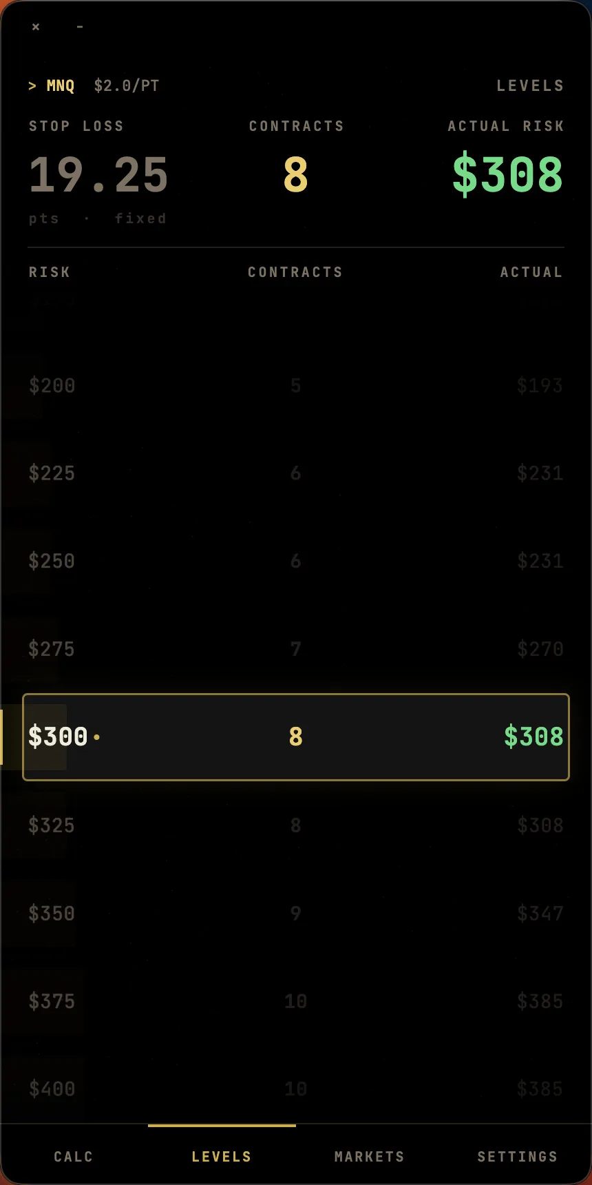 Quanta levels screen